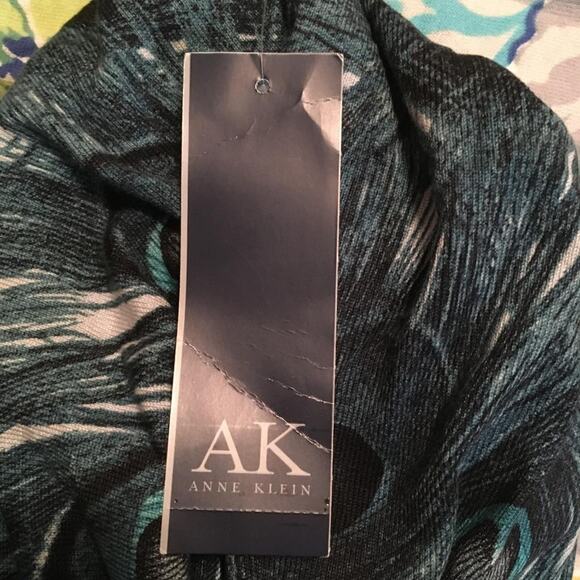 Anne Klein Peacock Print Silk-Cotton-Nylon Ruffle Neck Cardigan Sweater 0X NWT - Picture 6 of 10